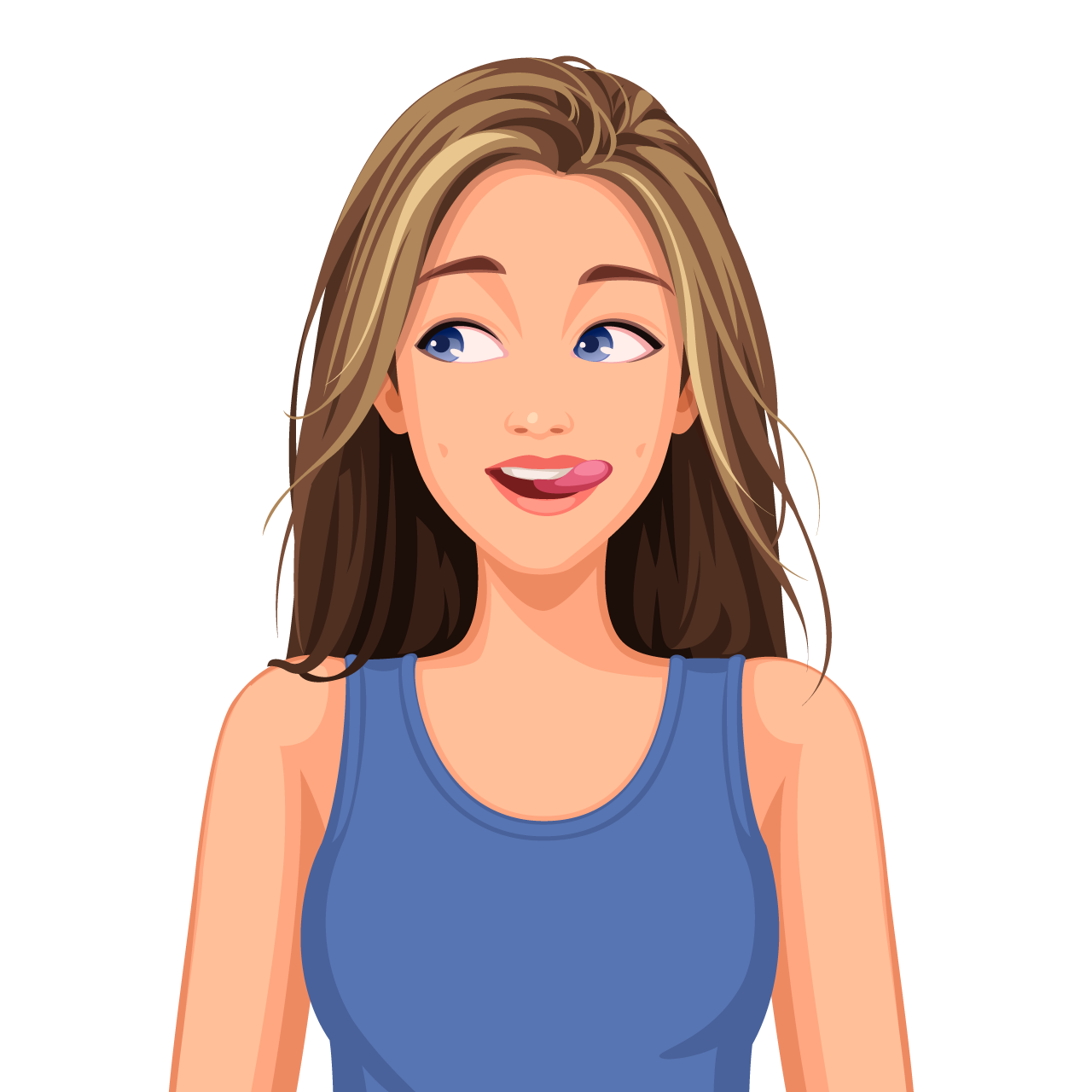 illustration beautiful woman with a different facial expression clipart image